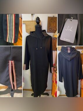 Joh Apparel Kylia Crepe Knit Hoodie Dress Black City Chic LARGE NWT $95 52351-K